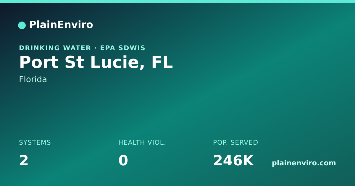 Shareable card for Port St Lucie, Florida drinking water