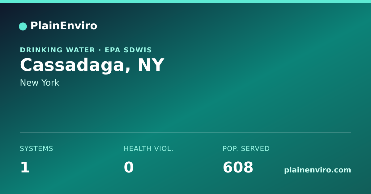 Shareable card for Cassadaga, New York drinking water