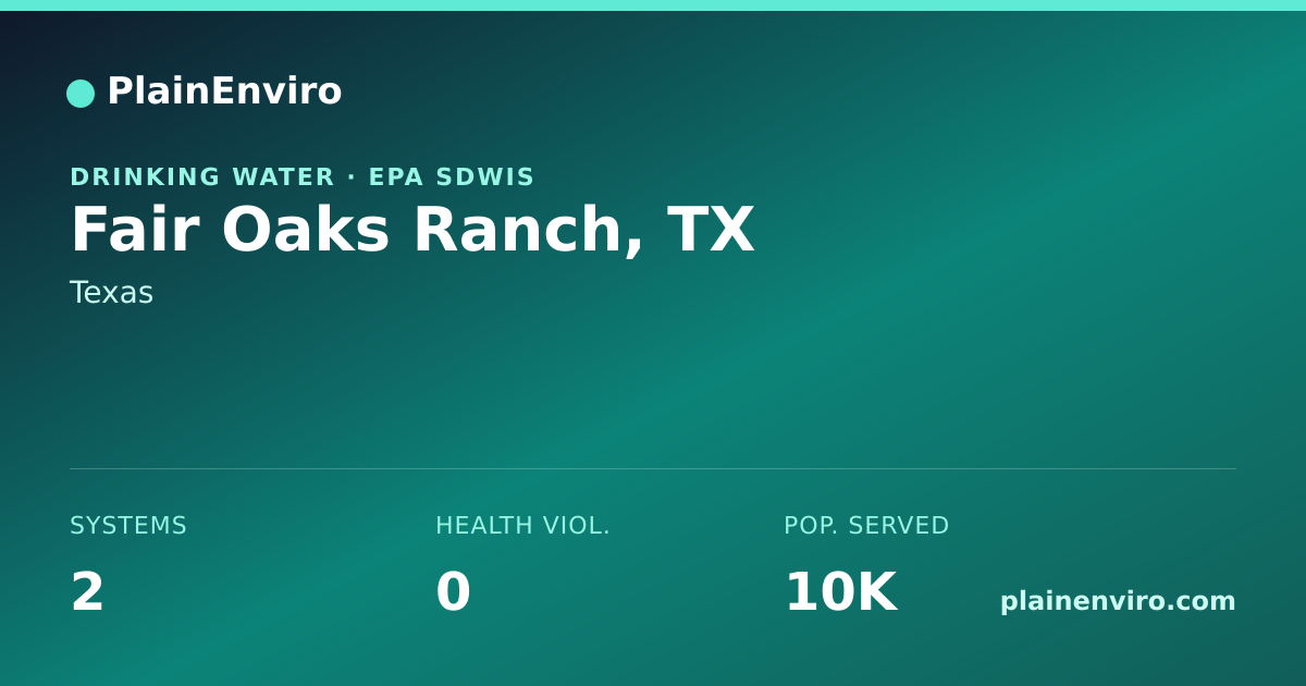 Shareable card for Fair Oaks Ranch, Texas drinking water
